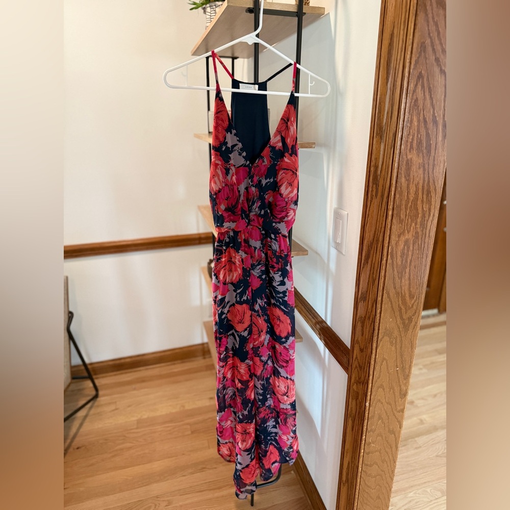 Lush Pink and Navy Floral Dress